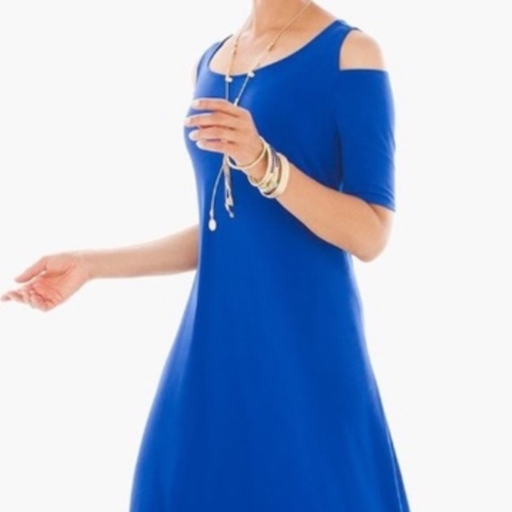 Chico’s Blue Cold Shoulder Maxi